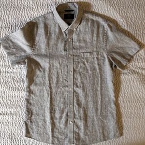 Nordstrom 1901 Linen Slim Fit Shirt Large Grey